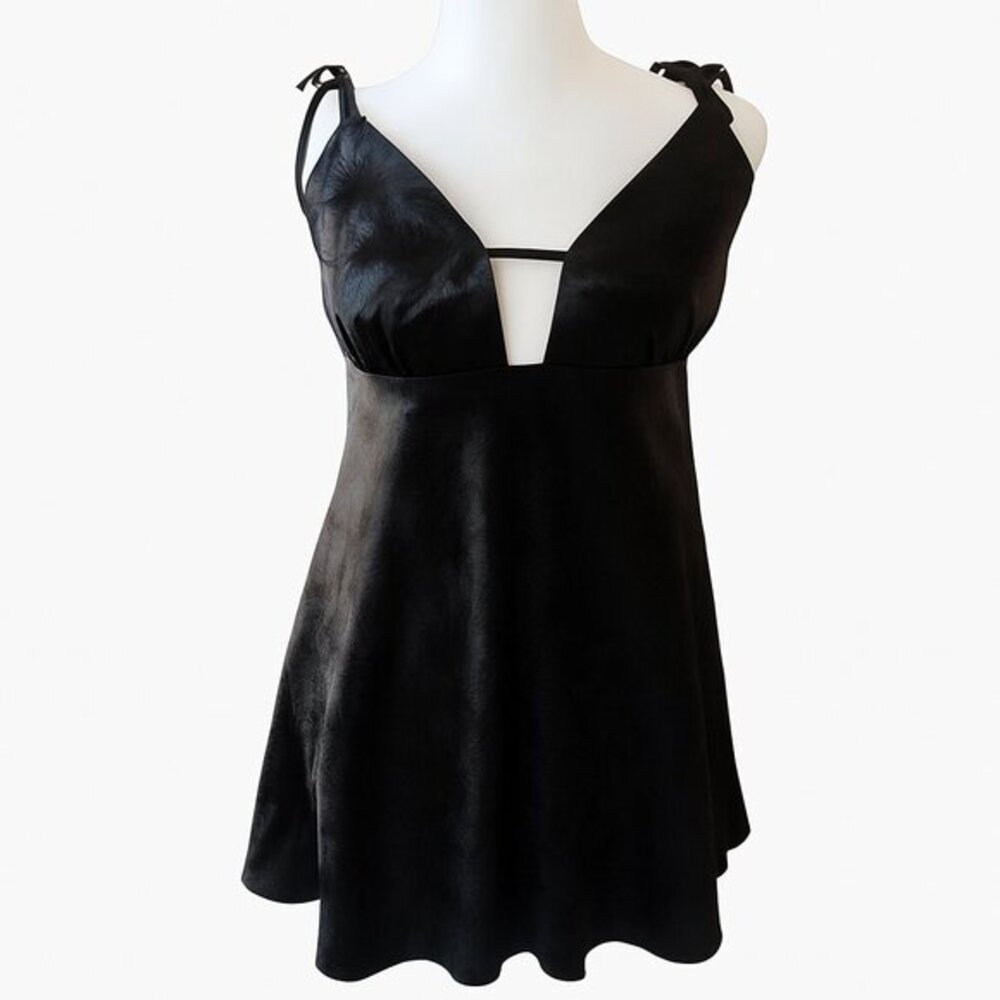 Lulus “This Moment” Jacquard Satin Tie‑Strap Mini Dress – Size M – NWT
